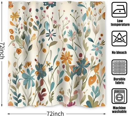 Boho Mid Century Shower Curtain, Modern Abstract with Hooks 72x72
