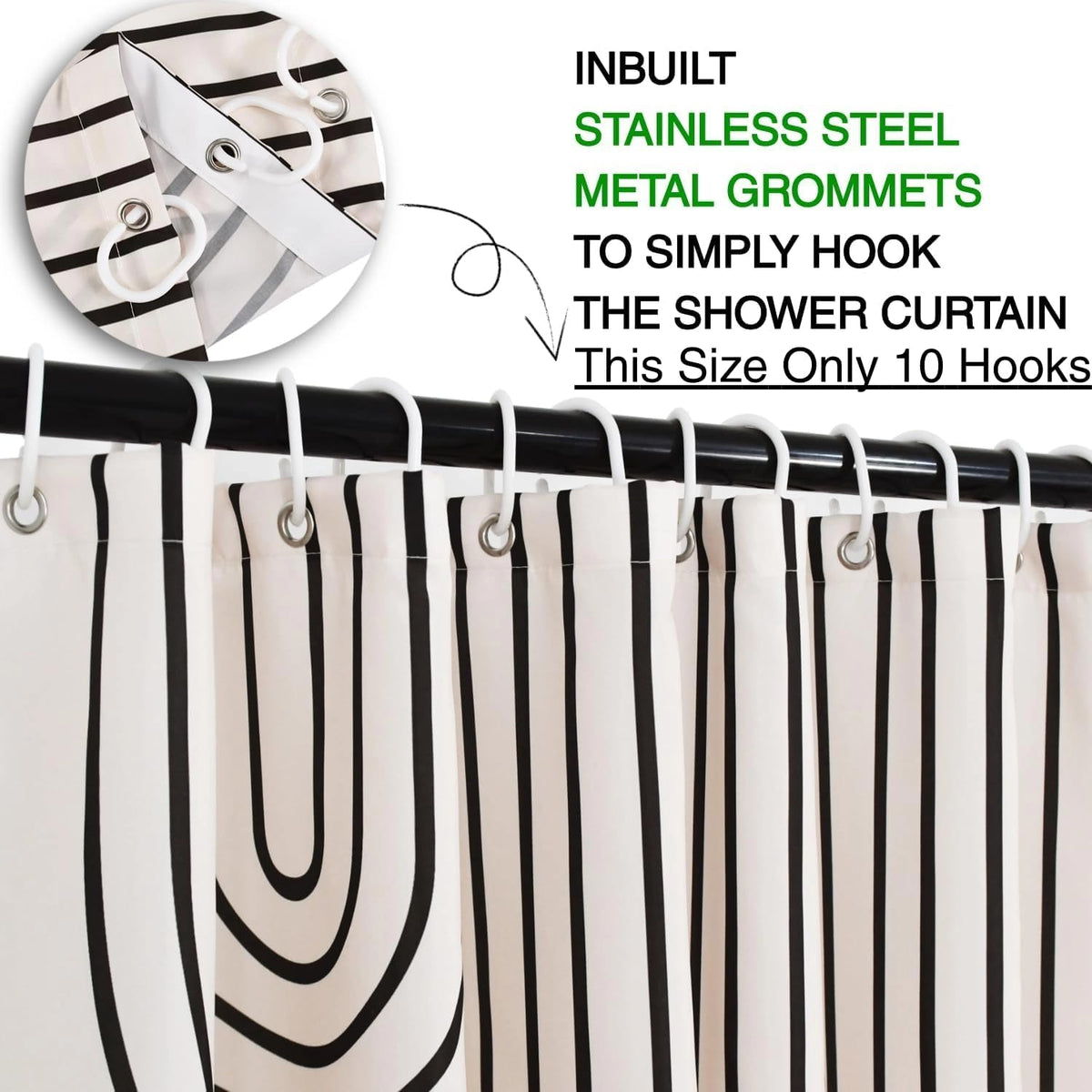 Boho Mid Century Shower Curtain, Modern Abstract with Hooks 72x72