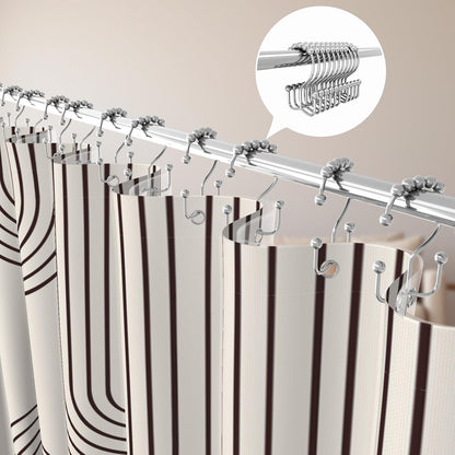 Boho Mid Century Shower Curtain, Modern Abstract with Hooks 72x72