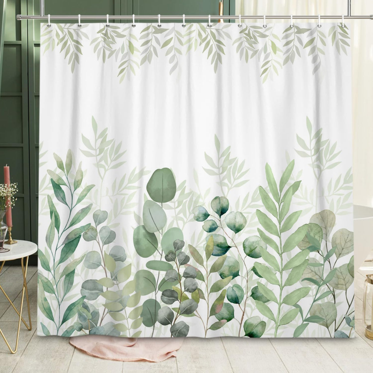 Boho Mid Century Shower Curtain, Modern Abstract with Hooks 72x72