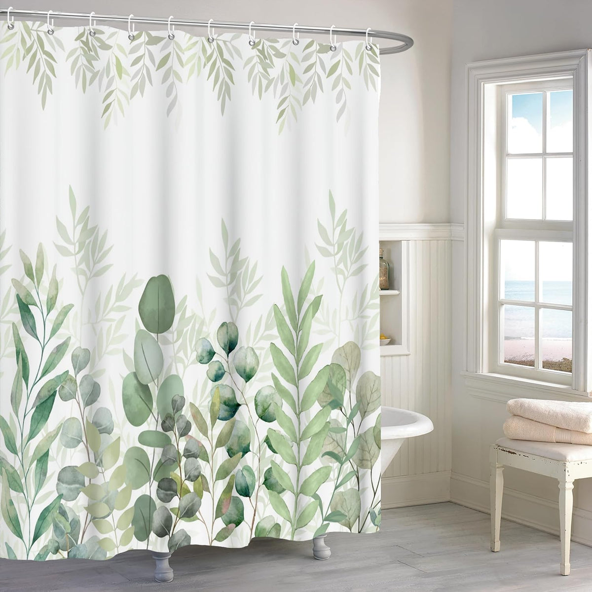 Boho Mid Century Shower Curtain, Modern Abstract with Hooks 72x72