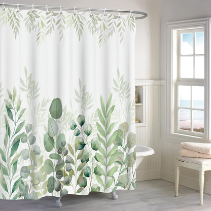 Boho Mid Century Shower Curtain, Modern Abstract with Hooks 72x72