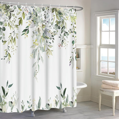 Boho Mid Century Shower Curtain, Modern Abstract with Hooks 72x72