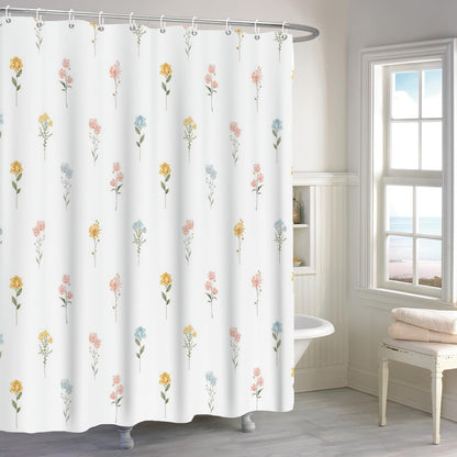Boho Mid Century Shower Curtain, Modern Abstract with Hooks 72x72