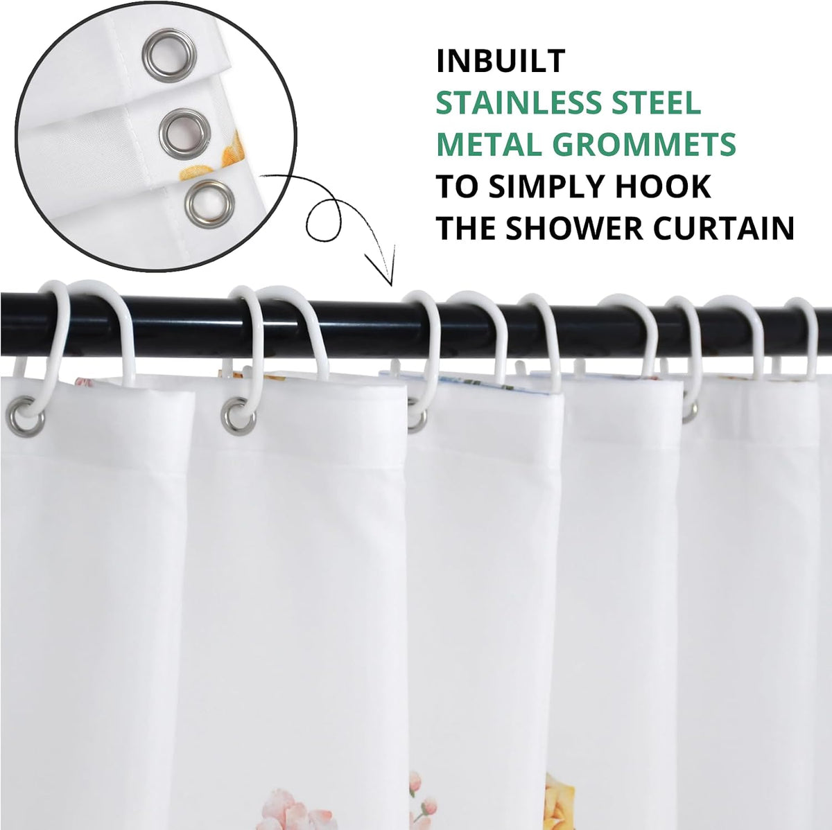 Boho Mid Century Shower Curtain, Modern Abstract with Hooks 72x72