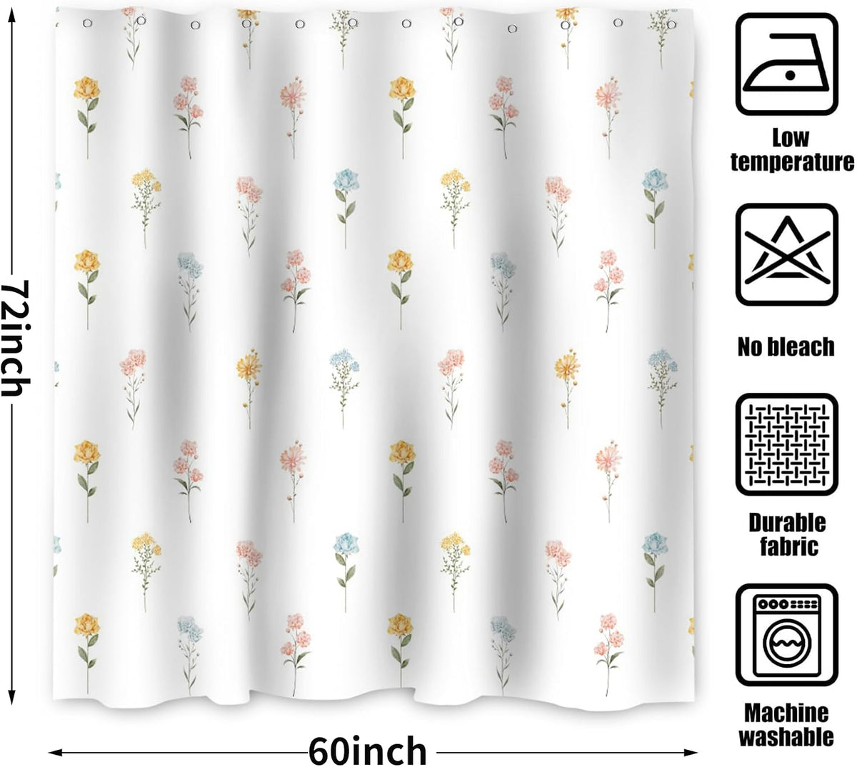 Boho Mid Century Shower Curtain, Modern Abstract with Hooks 72x72