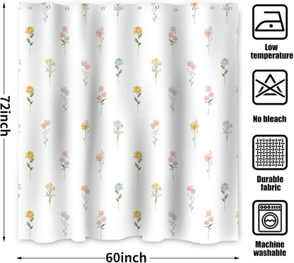 Boho Mid Century Shower Curtain, Modern Abstract with Hooks 72x72