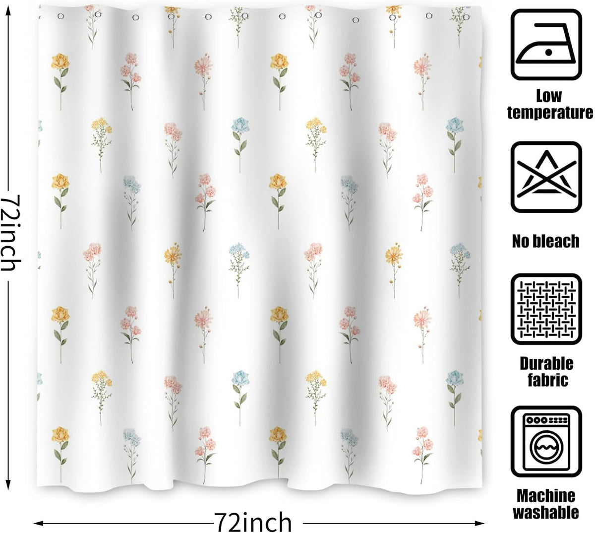 Boho Mid Century Shower Curtain, Modern Abstract with Hooks 72x72