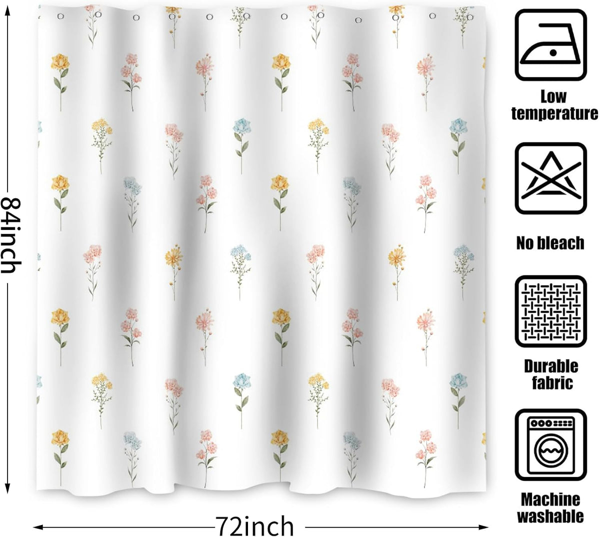 Boho Mid Century Shower Curtain, Modern Abstract with Hooks 72x72