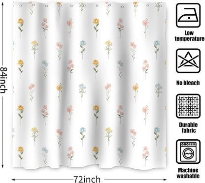 Boho Mid Century Shower Curtain, Modern Abstract with Hooks 72x72