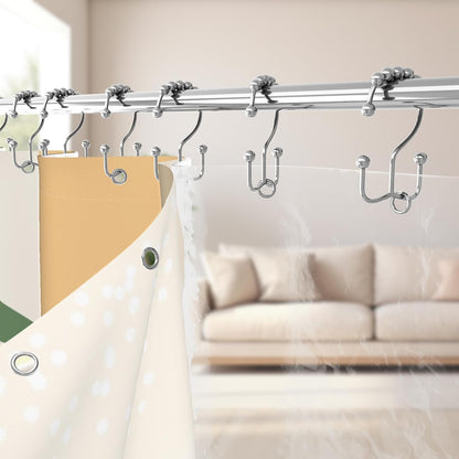 Boho Mid Century Shower Curtain, Modern Abstract with Hooks 72x72