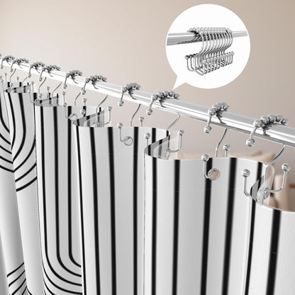 Boho Mid Century Shower Curtain, Modern Abstract with Hooks 72x72