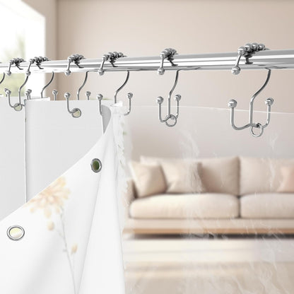 Boho Mid Century Shower Curtain, Modern Abstract with Hooks 72x72