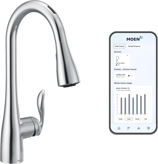 Arbor Spot Resist Stainless Motionsense Wave Sensor Touchless One-Handle Single Hole Kitchen Sink Faucet, 7594EWSRS