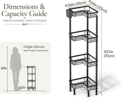 Standing Shower Caddy Corner - 3 Tier Corner Shower Organizer with Toothbrush Holder and 12 Hooks, Large Capacity Rustproof Bathroom Shelves for Tall Bottles, Black