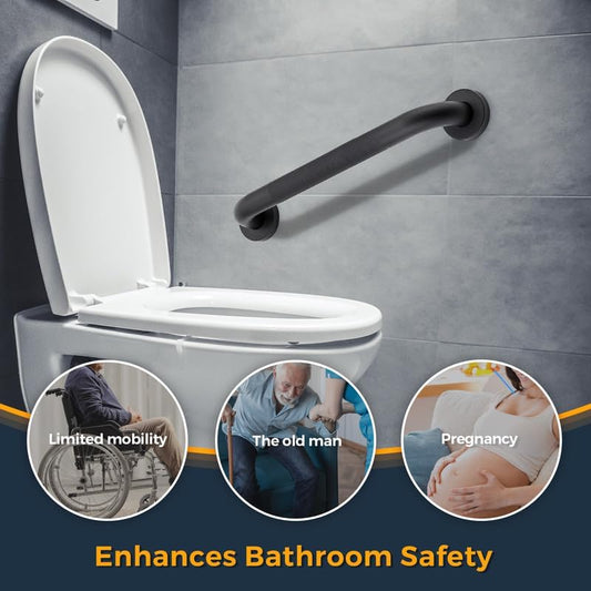 Grab Bars for Shower, 16 Inch Shower Handle, 2 Pack, Polished Nickel | Grab Bars for Bathroom, Stainless Steel, Anti-Slip Textured Grip, 1-Inch Diameter, Wall-Mounted Safety Support for Seniors