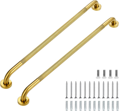 Grab Bars for Shower, 16 Inch Shower Handle, 2 Pack, Polished Nickel | Grab Bars for Bathroom, Stainless Steel, Anti-Slip Textured Grip, 1-Inch Diameter, Wall-Mounted Safety Support for Seniors