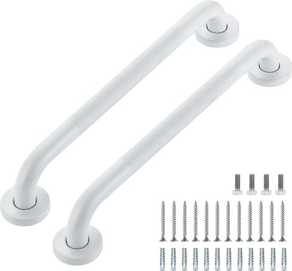 Grab Bars for Shower, 16 Inch Shower Handle, 2 Pack, Polished Nickel | Grab Bars for Bathroom, Stainless Steel, Anti-Slip Textured Grip, 1-Inch Diameter, Wall-Mounted Safety Support for Seniors