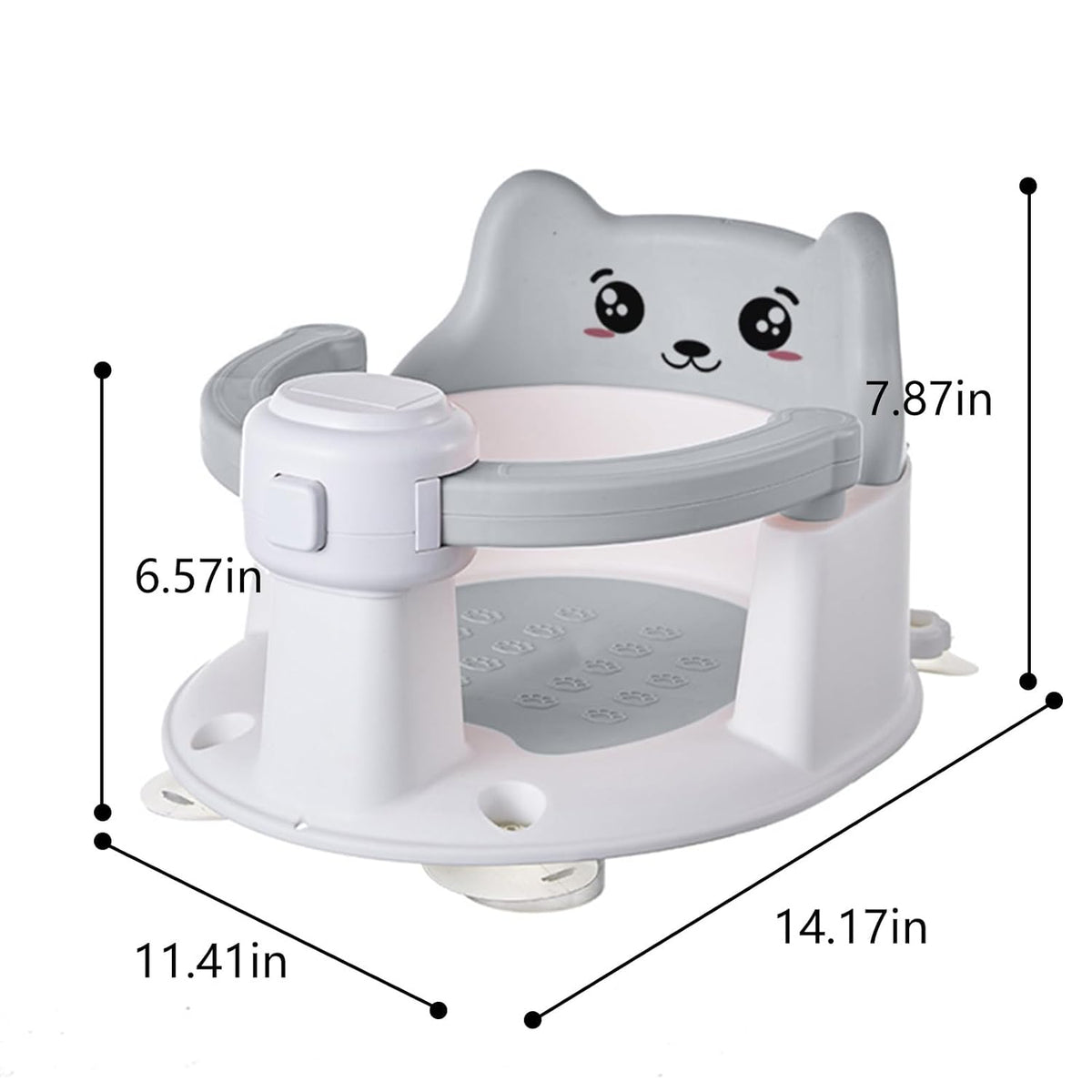 Baby Bath Seat for Babies 6 Months and Up, Non-Slip Bathtub Support Seat for Toddlers, Portable Infant Bath Chair with Strong Suction Cups, Safety Armrest & Cute Bear Backrest