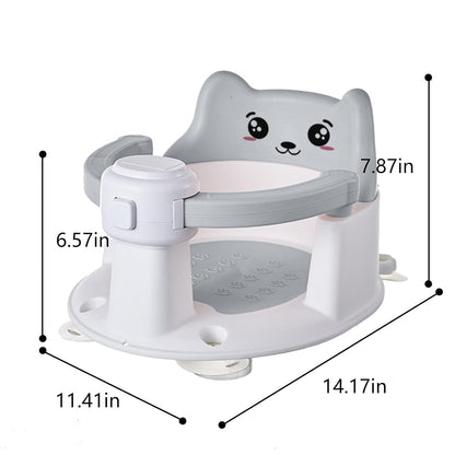 Baby Bath Seat for Babies 6 Months and Up, Non-Slip Bathtub Support Seat for Toddlers, Portable Infant Bath Chair with Strong Suction Cups, Safety Armrest & Cute Bear Backrest