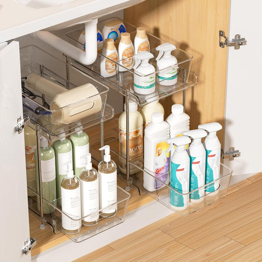 2 Pack Pull Out Bathroom Under Sink Organizer (S-Standard)