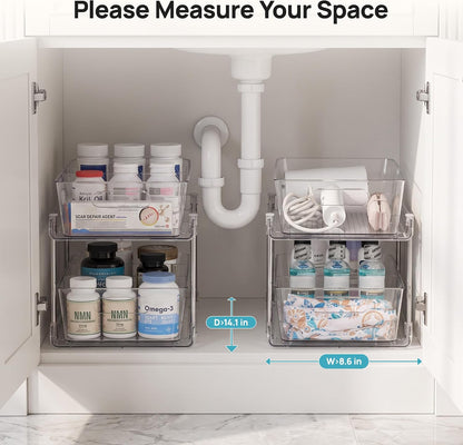 2 Pack Pull Out Bathroom Under Sink Organizer (S-Standard)