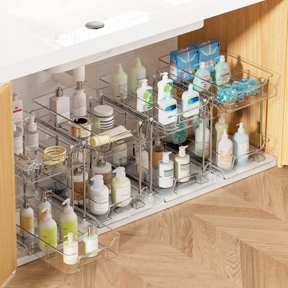 2 Pack Pull Out Bathroom Under Sink Organizer (S-Standard)