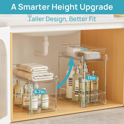 2 Pack Pull Out Bathroom Under Sink Organizer (S-Standard)