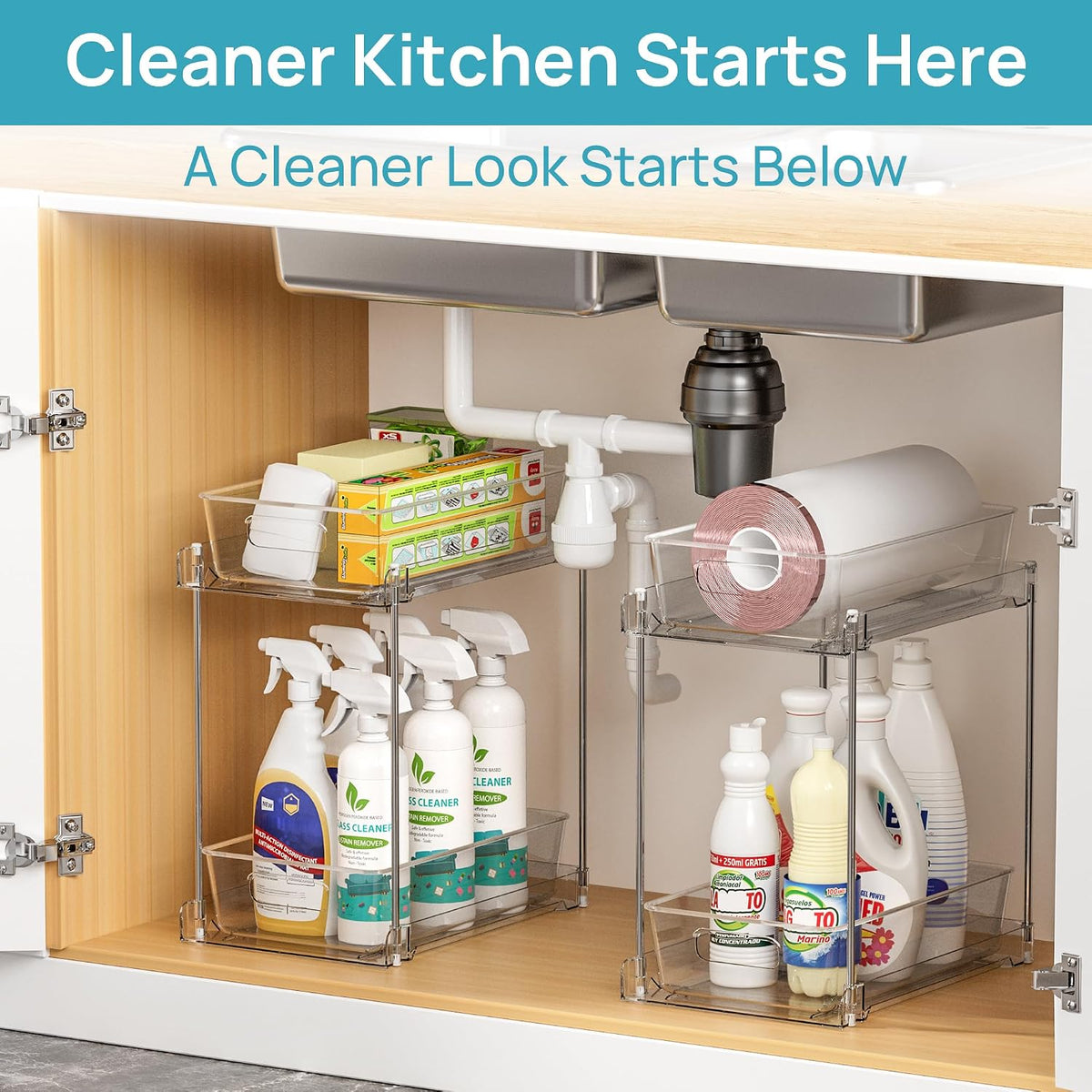 2 Pack Pull Out Bathroom Under Sink Organizer (S-Standard)