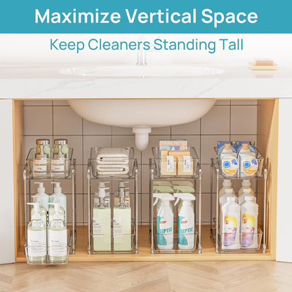 2 Pack Pull Out Bathroom Under Sink Organizer (S-Standard)