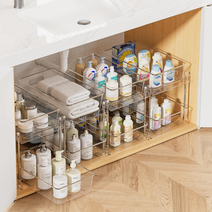 2 Pack Pull Out Bathroom Under Sink Organizer (S-Standard)