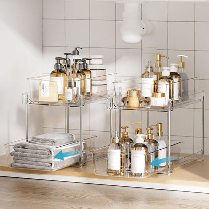 2 Pack Pull Out Bathroom Under Sink Organizer (S-Standard)