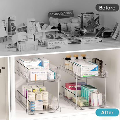 2 Pack Pull Out Bathroom Under Sink Organizer (S-Standard)