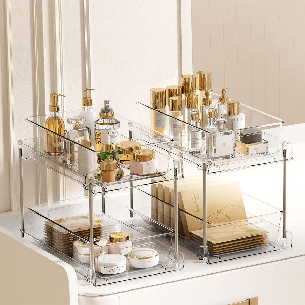 2 Pack Pull Out Bathroom Under Sink Organizer (S-Standard)