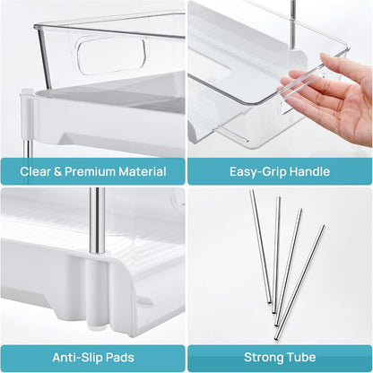 2 Pack Pull Out Bathroom Under Sink Organizer (S-Standard)