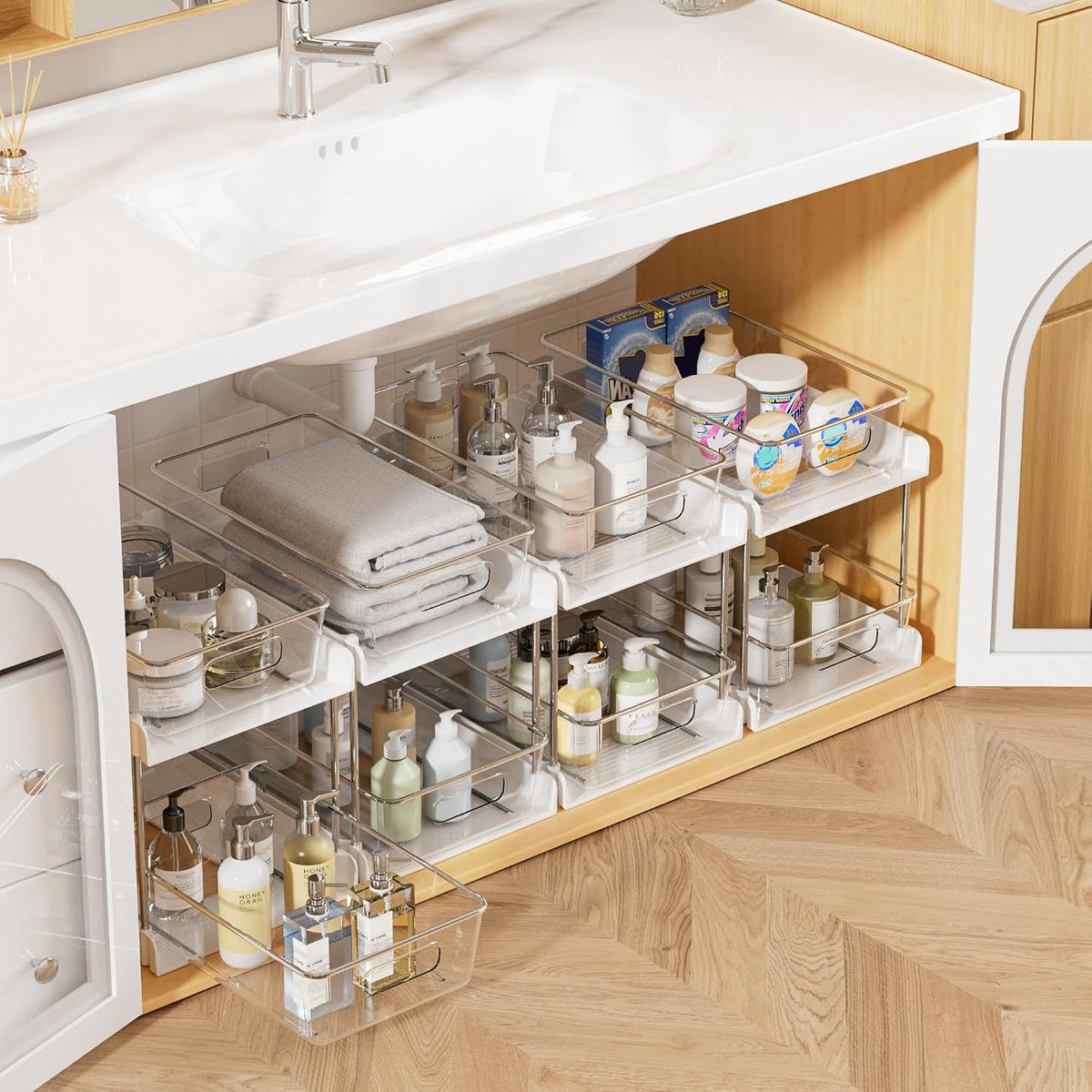 2 Pack Pull Out Bathroom Under Sink Organizer (S-Standard)