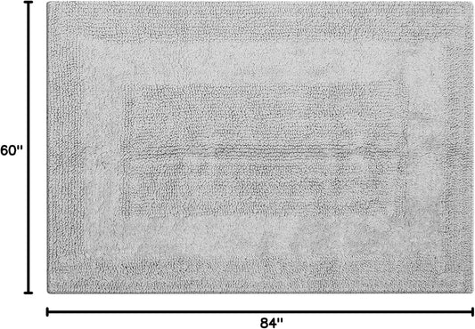 Reversible Bath Rug 17x24 Inch - White | Cotton Absorbent Thick Bathmat for Bathroom, Washable Toilet Small Throw Mat