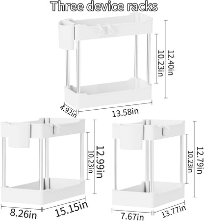 3 Pack Under Sink Organizer Bathroom and Storage Cabinet (White)