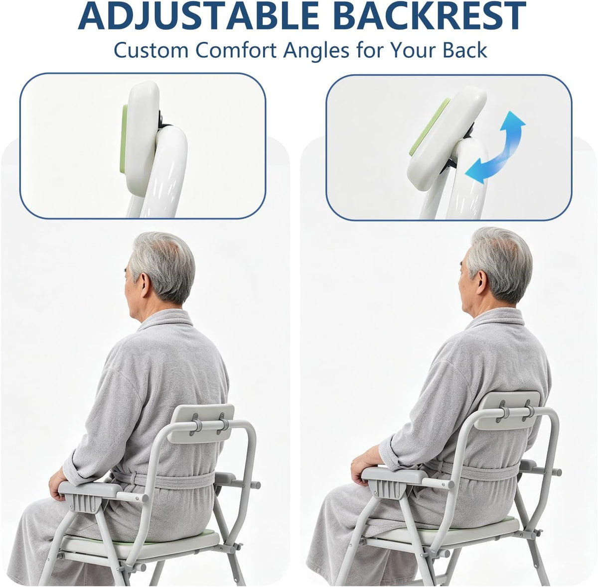 Foldable Shower Chair with Arms & Back,350 LBS for Seniors & Disabled