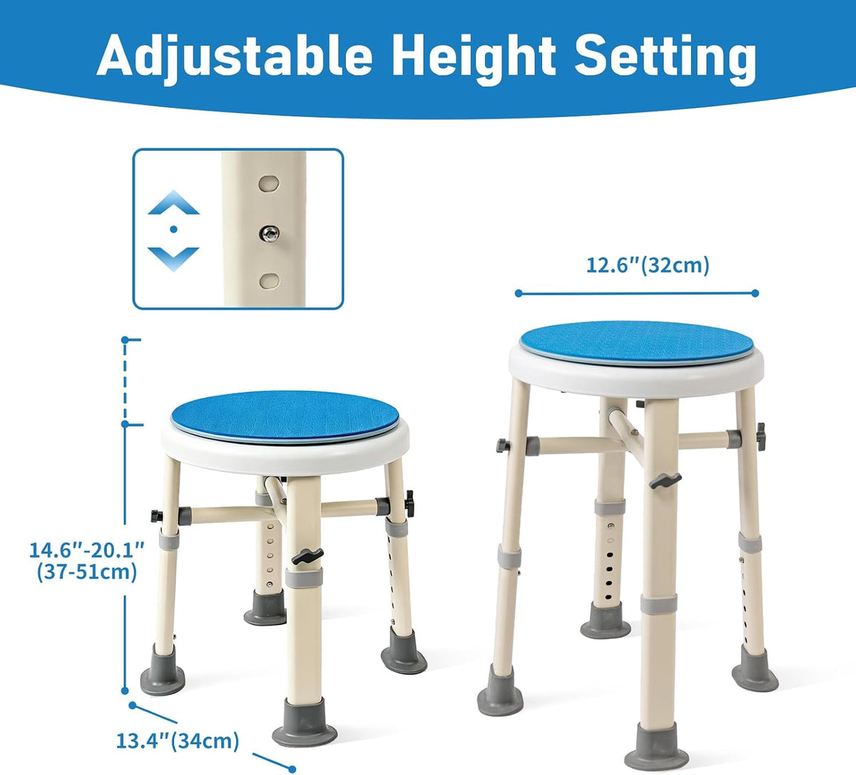 Foldable Shower Chair with Arms & Back,350 LBS for Seniors & Disabled