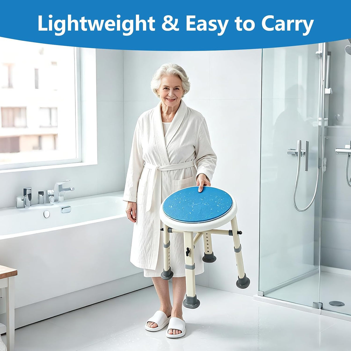 Foldable Shower Chair with Arms & Back,350 LBS for Seniors & Disabled