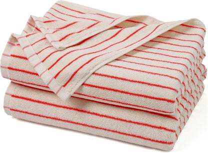 Black and Ivory Striped Bath Towels Set of 2, Lighter & Quick Dry Towels | Large 27.5 x 55 inches, Farmhouse for Bathroom, Pool, Shower