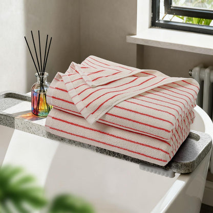 Black and Ivory Striped Bath Towels Set of 2, Lighter & Quick Dry Towels | Large 27.5 x 55 inches, Farmhouse for Bathroom, Pool, Shower