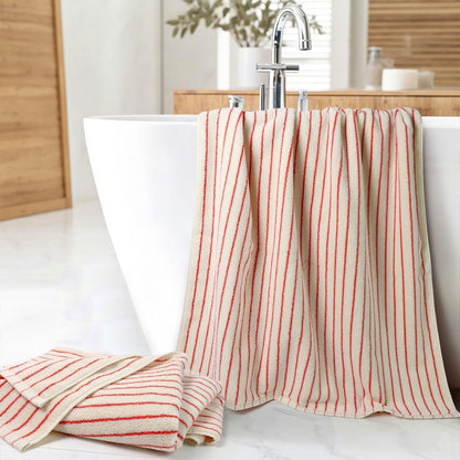 Black and Ivory Striped Bath Towels Set of 2, Lighter & Quick Dry Towels | Large 27.5 x 55 inches, Farmhouse for Bathroom, Pool, Shower