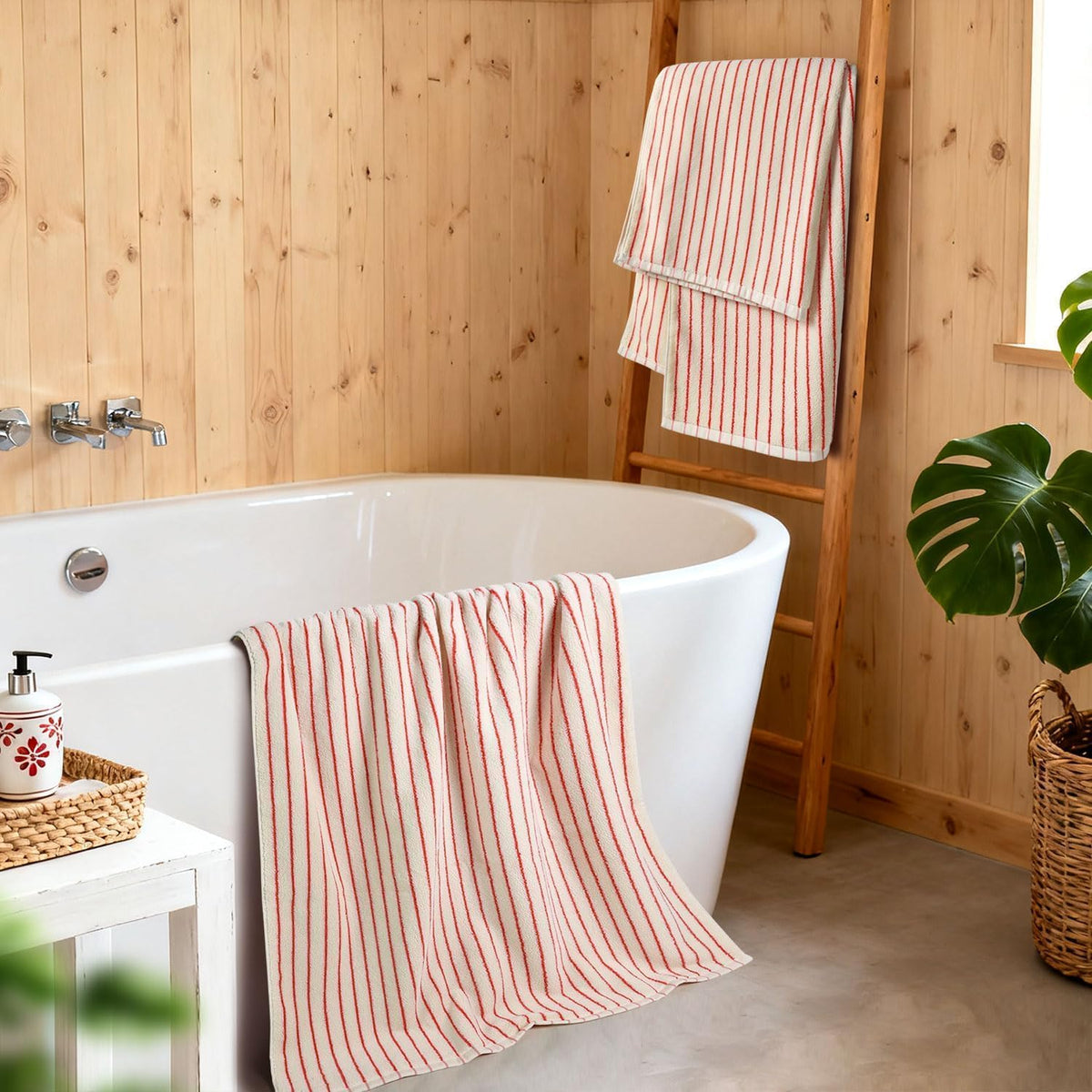 Black and Ivory Striped Bath Towels Set of 2, Lighter & Quick Dry Towels | Large 27.5 x 55 inches, Farmhouse for Bathroom, Pool, Shower