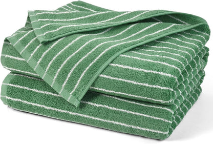 Black and Ivory Striped Bath Towels Set of 2, Lighter & Quick Dry Towels | Large 27.5 x 55 inches, Farmhouse for Bathroom, Pool, Shower
