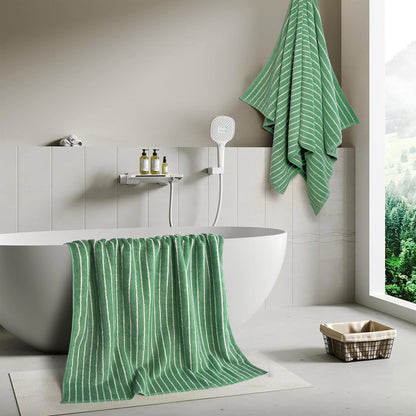 Black and Ivory Striped Bath Towels Set of 2, Lighter & Quick Dry Towels | Large 27.5 x 55 inches, Farmhouse for Bathroom, Pool, Shower