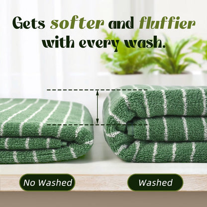 Black and Ivory Striped Bath Towels Set of 2, Lighter & Quick Dry Towels | Large 27.5 x 55 inches, Farmhouse for Bathroom, Pool, Shower