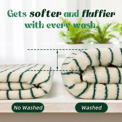 Black and Ivory Striped Bath Towels Set of 2, Lighter & Quick Dry Towels | Large 27.5 x 55 inches, Farmhouse for Bathroom, Pool, Shower