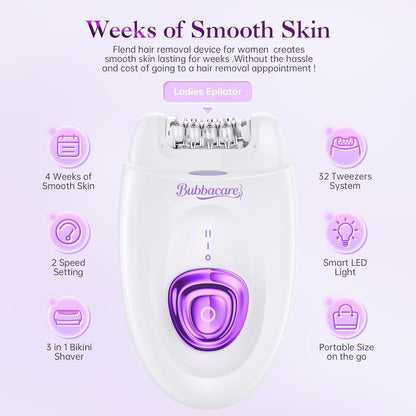 Epilator for Women, Epilators Hair Removal for Women, 2 in 1 Hair Removal Device with LED Light & USB Rechargeable, Electric Shaver for Legs,Underarms,Bikini and Full Body
